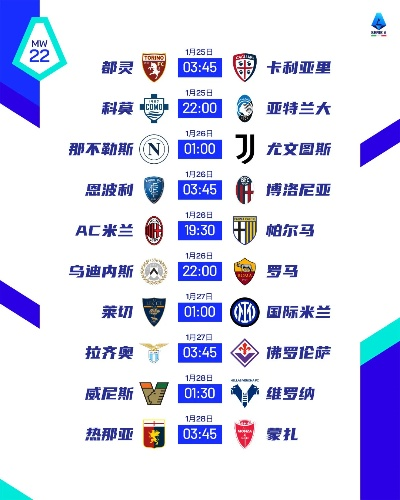 今日意甲烽火再燃，完整赛程表与看点前瞻
