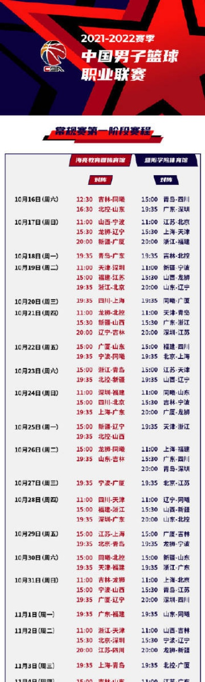 2026CBA常规赛什么时候开始?赛季时间表与观赛指南全解析 2026CBA常规赛什么时候开始?赛季时间表与观赛指南全解析